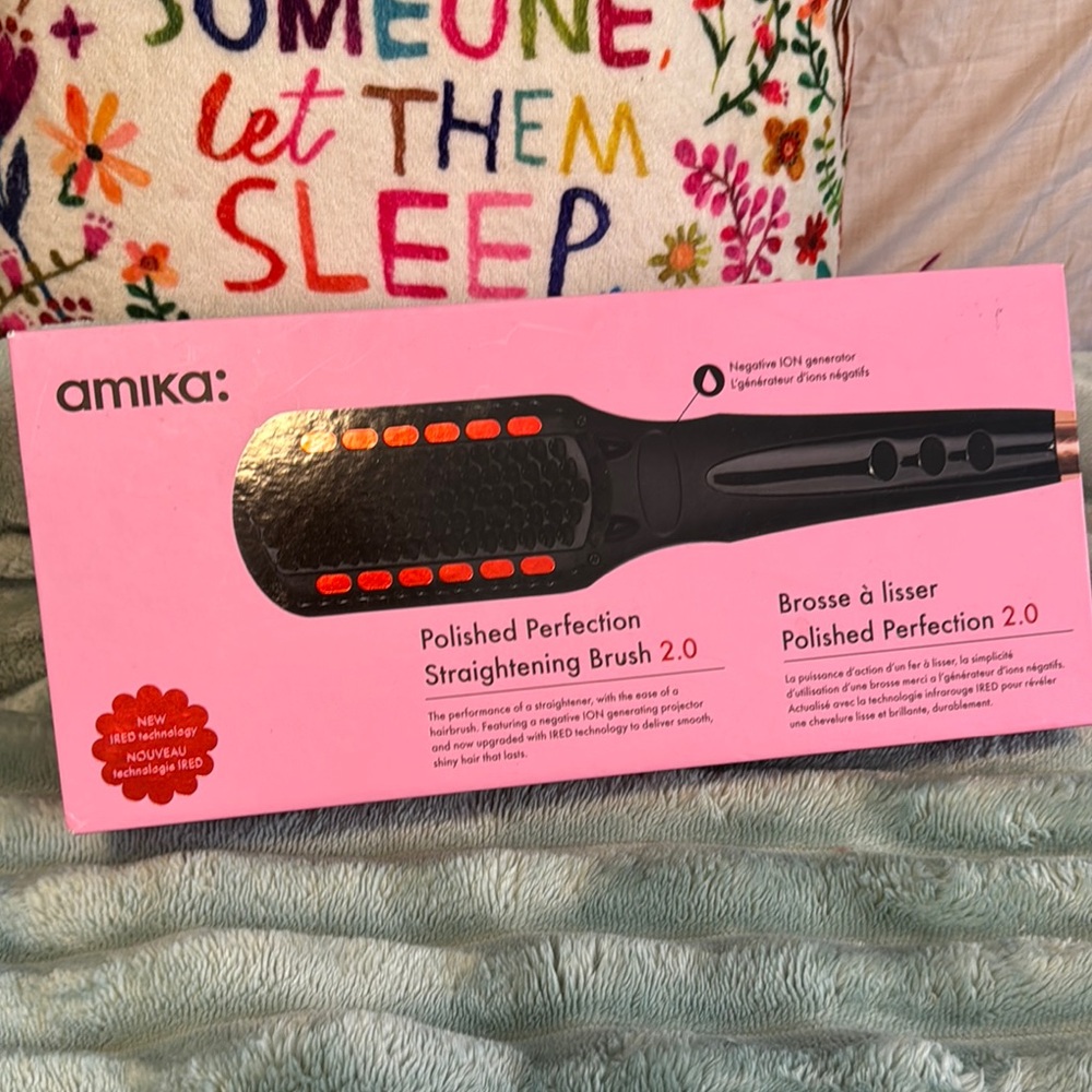 Amika Polished Perfection Straightening Brush 2.0 - Pink and Black